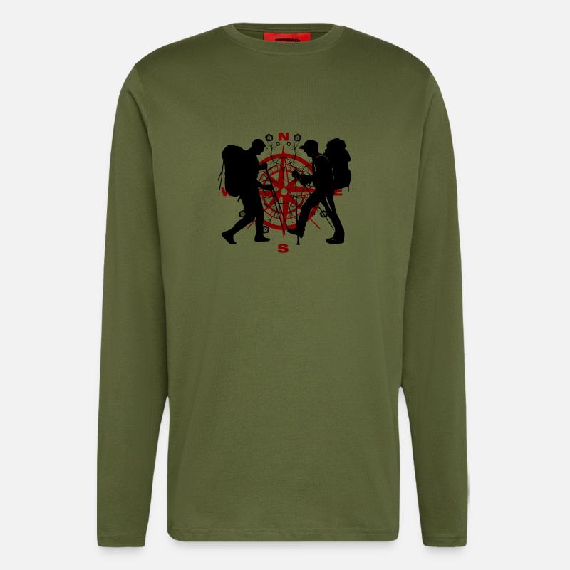 Hiking, compass - Longsleeve - made by SPREAD  - MOSS GREEN