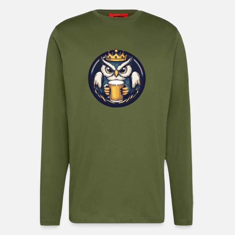 Eule Bier - Langarmshirt - made by SPREAD  - MOSS GREEN