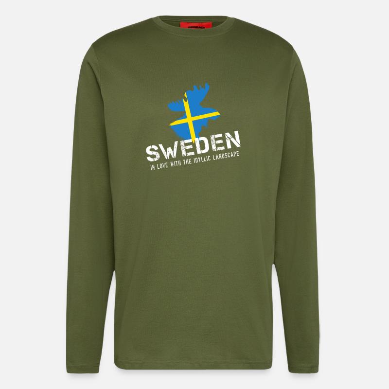 Sweden Sverige Schwede - Langarmshirt - made by SPREAD  - MOSS GREEN