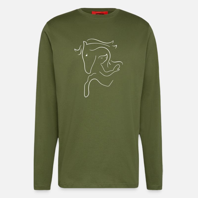 Cheval et Cavalier - Manches longues bio décontracté fabriqué en UE - MOSS GREEN