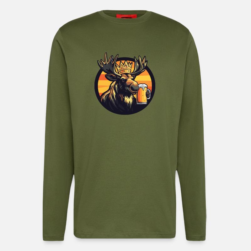 Elch Bier - Langarmshirt - made by SPREAD  - MOSS GREEN