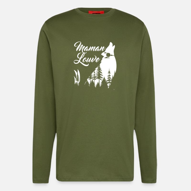 Maman louve 4 - Manches longues bio décontracté fabriqué en UE - MOSS GREEN