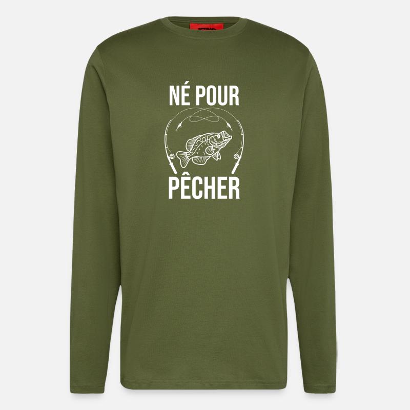 né pour pêcher 2 - Manches longues bio décontracté fabriqué en UE - MOSS GREEN