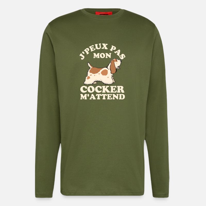 Chien de race cocker - Manches longues bio décontracté fabriqué en UE - MOSS GREEN