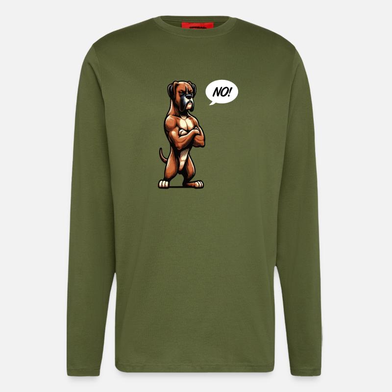 Pas de Boxer Boxer Porte-Boxer Chien Boxer Propriétaire - Manches longues bio décontracté fabriqué en UE - MOSS GREEN