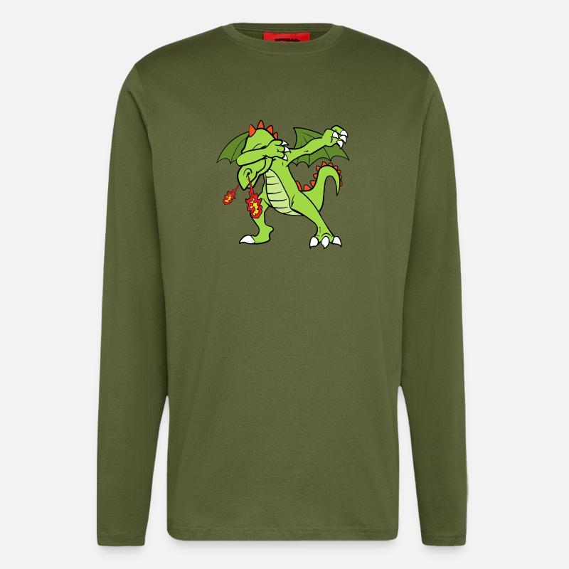 Dabbing Dab Drachen - Langarmshirt - made by SPREAD  - MOSS GREEN