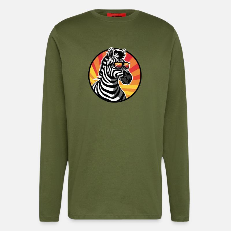Zebra Comic Cool Sommer - Langarmshirt - made by SPREAD  - MOSS GREEN