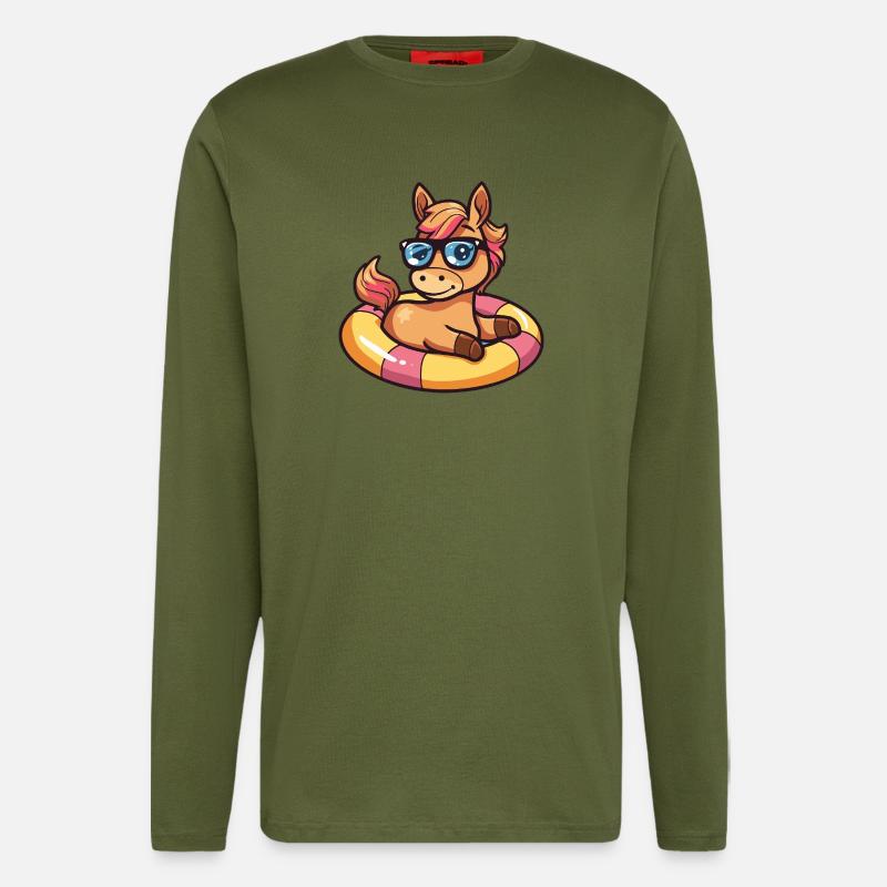 Pferd Comic Cool - Langarmshirt - made by SPREAD  - MOSS GREEN