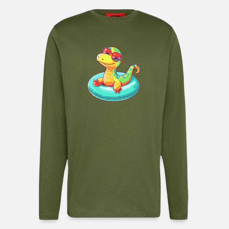 Dinosaur brontosaurus Comic Cool - Longsleeve - made by SPREAD  - MOSS GREEN