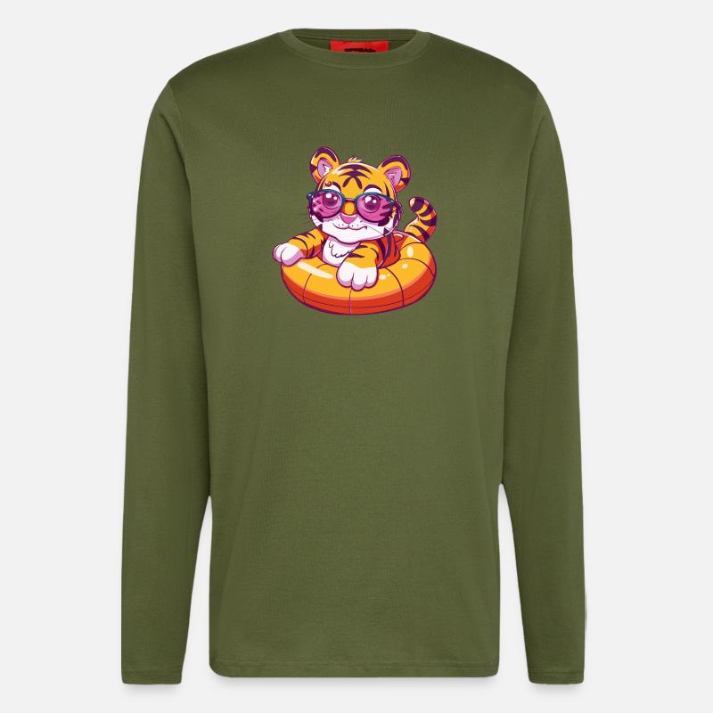 Tiger Comic Cool - Longsleeve - made by SPREAD  - MOSS GREEN