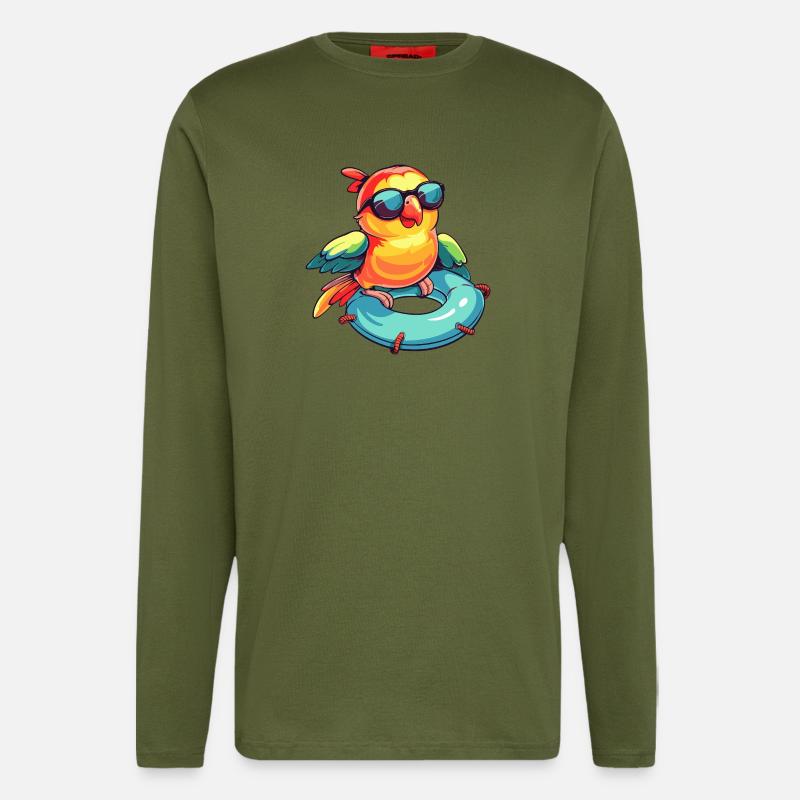 Papagei Comic Cool - Langarmshirt - made by SPREAD  - MOSS GREEN