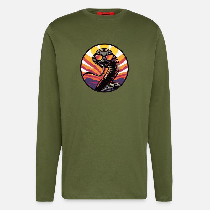 Schlange Kobra Comic Cool Sommer - Langarmshirt - made by SPREAD  - MOSS GREEN