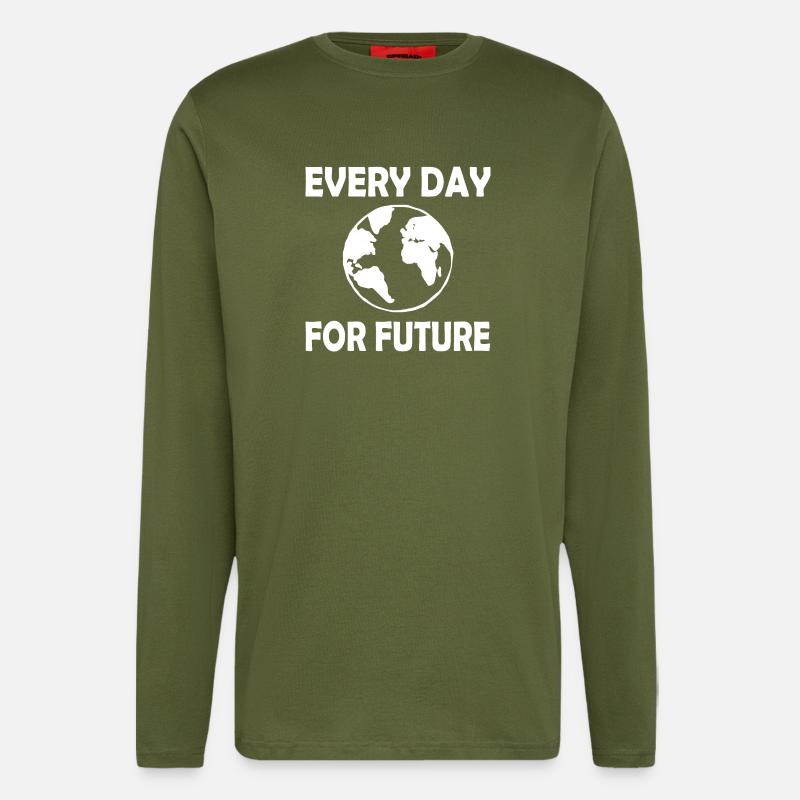 Every day for future - Manches longues bio décontracté fabriqué en UE - MOSS GREEN