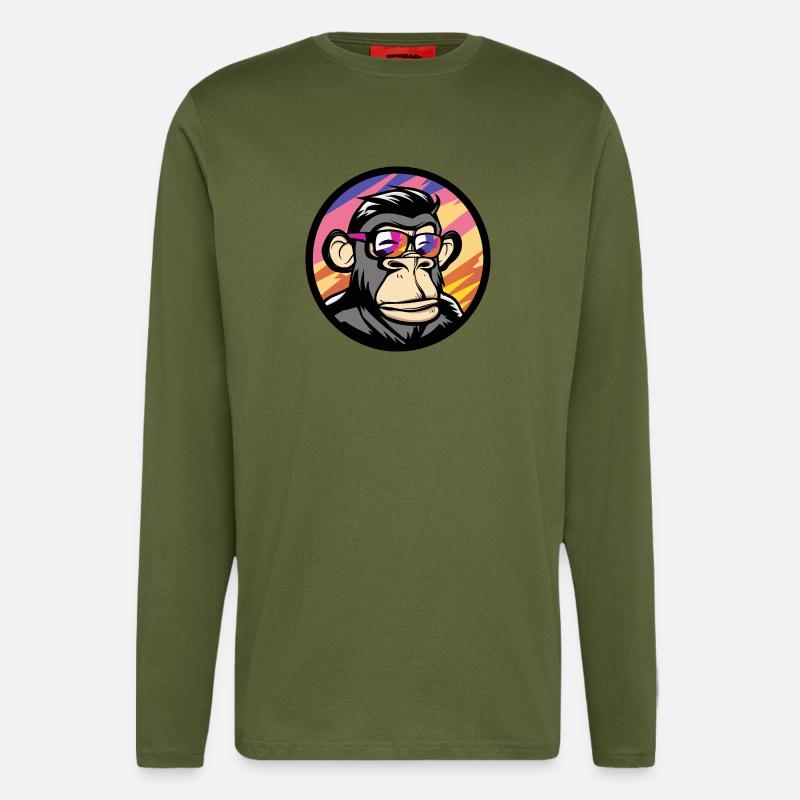 Monkey Comic Cool Summer - Longsleeve - made by SPREAD - MOSS GREEN