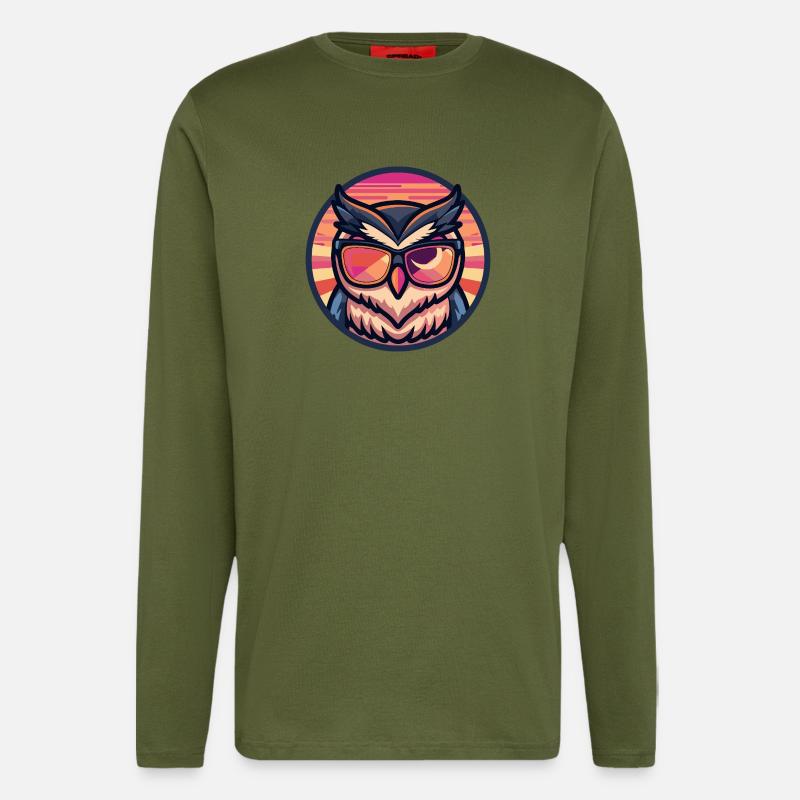 Eule Comic Cool Sommer - Langarmshirt - made by SPREAD  - MOSS GREEN