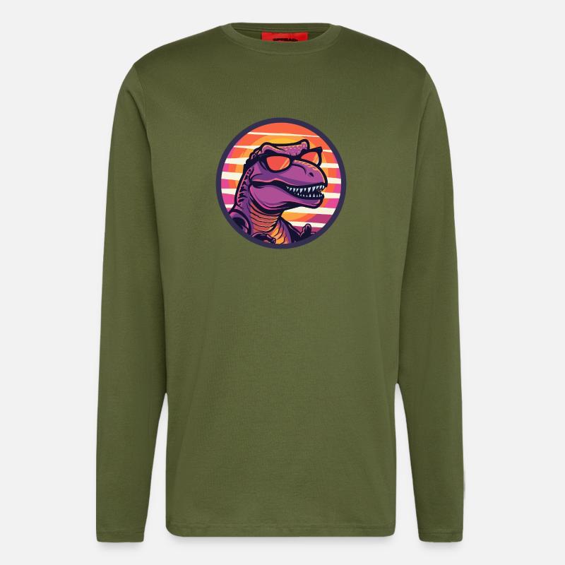 Dinosaur T-Rex Cool Summer - Longsleeve - made by SPREAD  - MOSS GREEN