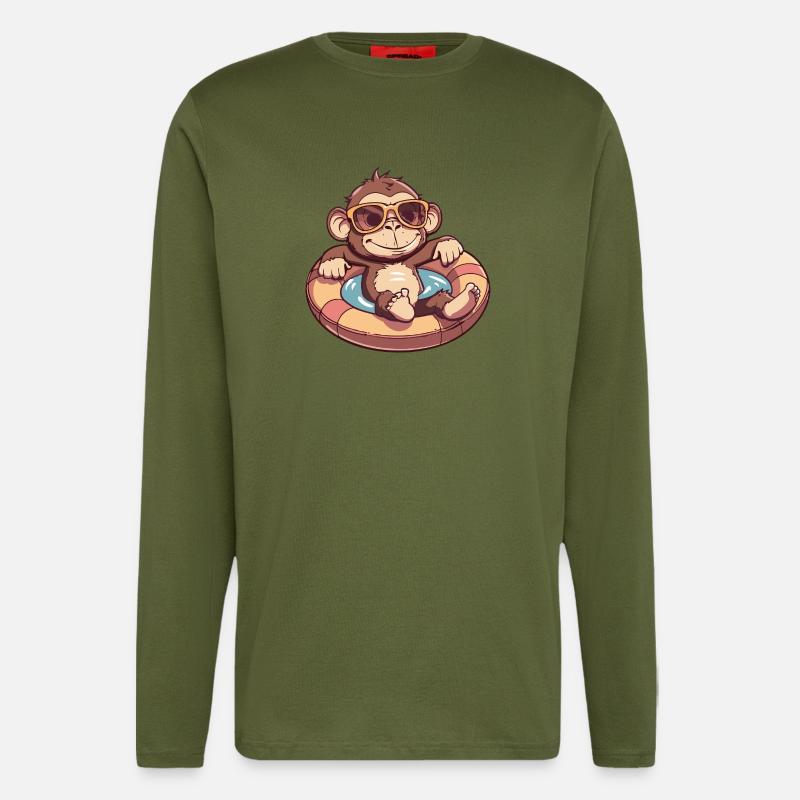 Monkey Comic Cool - Longsleeve - made by SPREAD  - MOSS GREEN