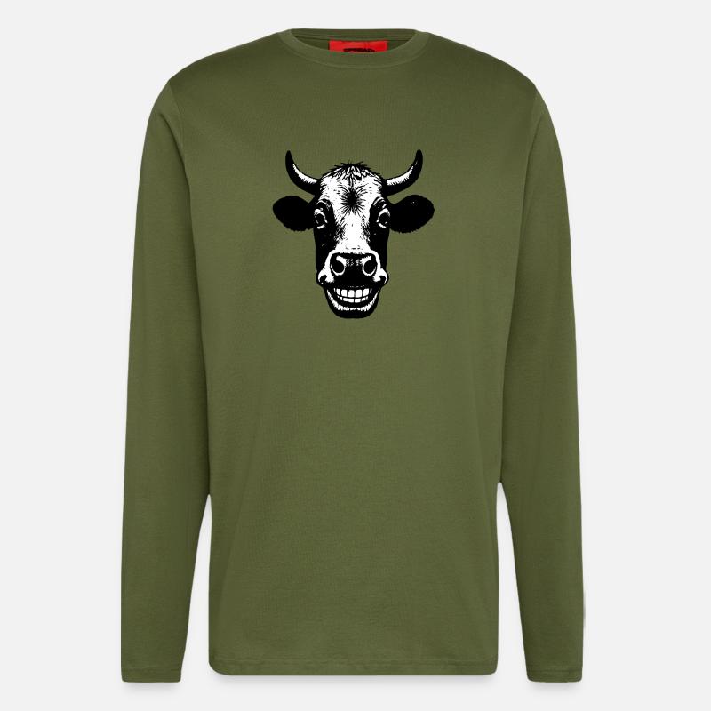 Grinning Cow - Longsleeve - made by SPREAD  - MOSS GREEN