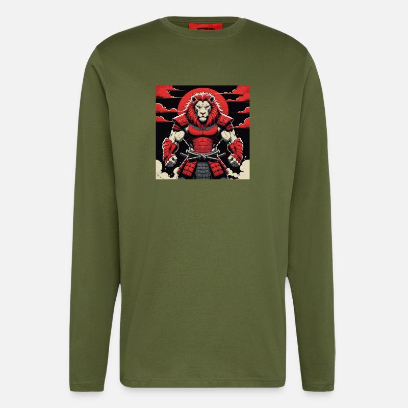 Samurai Lion Warrior - Longsleeve - made by SPREAD  - MOSS GREEN