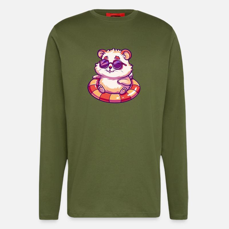 Hamster Bande Dessinée Cool - Manches longues bio décontracté fabriqué en UE - MOSS GREEN