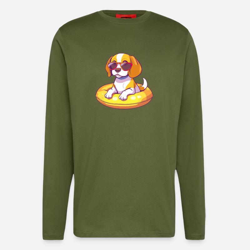 Beagle Dog Comic Cool - Longsleeve - made by SPREAD  - MOSS GREEN