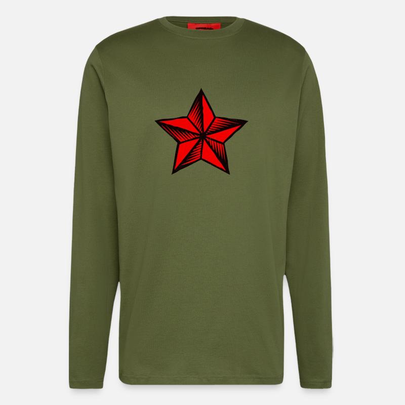 Stern red star - Langarmshirt - made by SPREAD  - MOSS GREEN