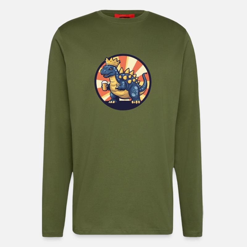 Dinosaurier stegosaurus Bier - Langarmshirt - made by SPREAD  - MOSS GREEN