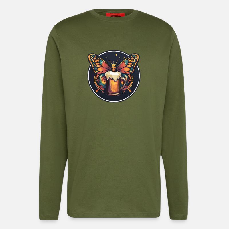 Schmetterling Bier - Langarmshirt - made by SPREAD  - MOSS GREEN