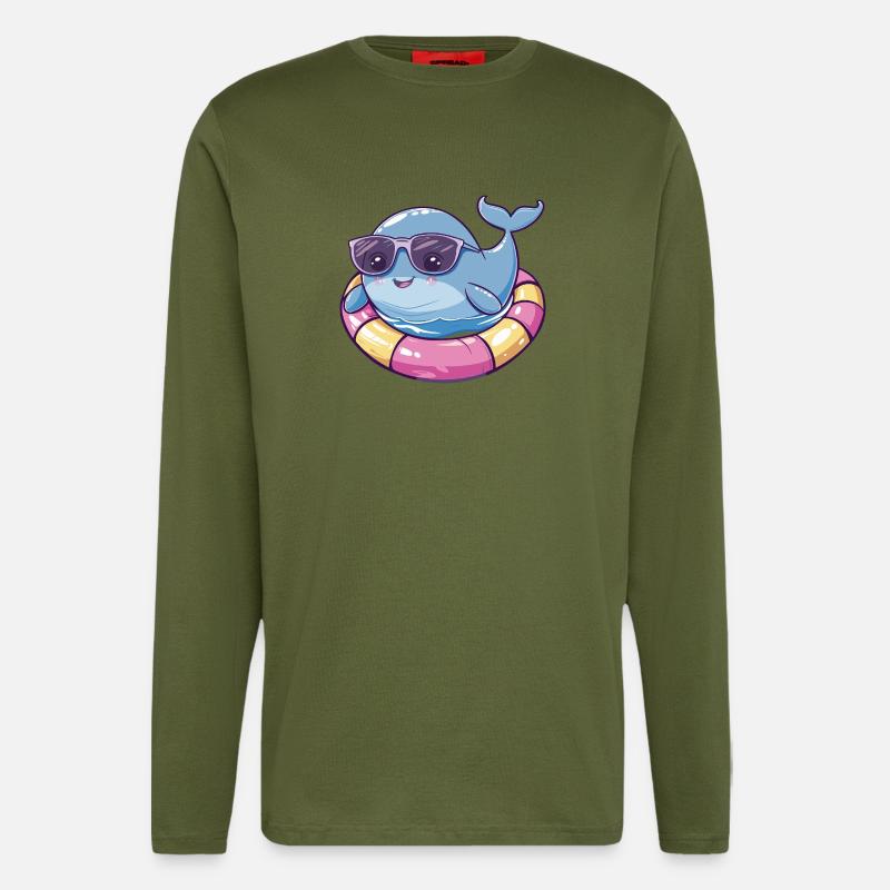 Whale Comic Cool - Longsleeve - made by SPREAD  - MOSS GREEN