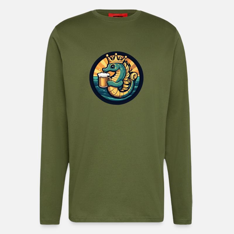 Seepferd Bier - Langarmshirt - made by SPREAD  - MOSS GREEN