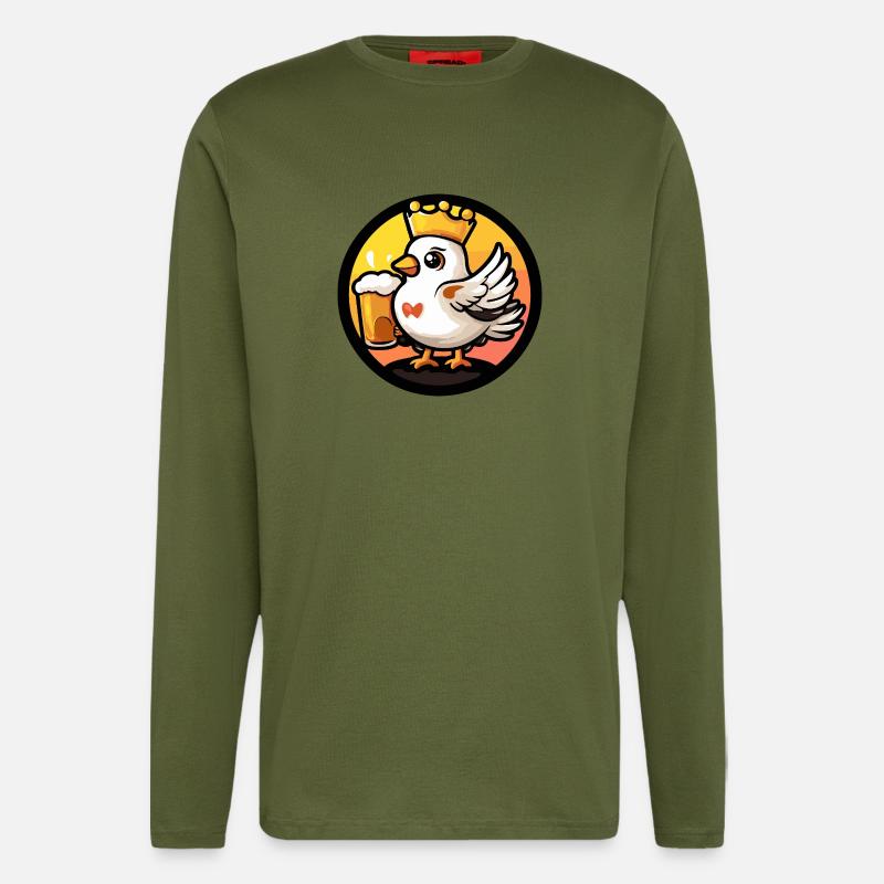Taube Vogel Bier - Langarmshirt - made by SPREAD  - MOSS GREEN