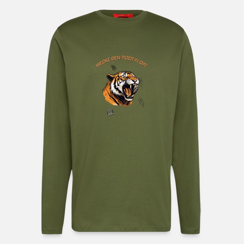 Wecke den Tiger in dir! - Langarmshirt - made by SPREAD - MOSS GREEN