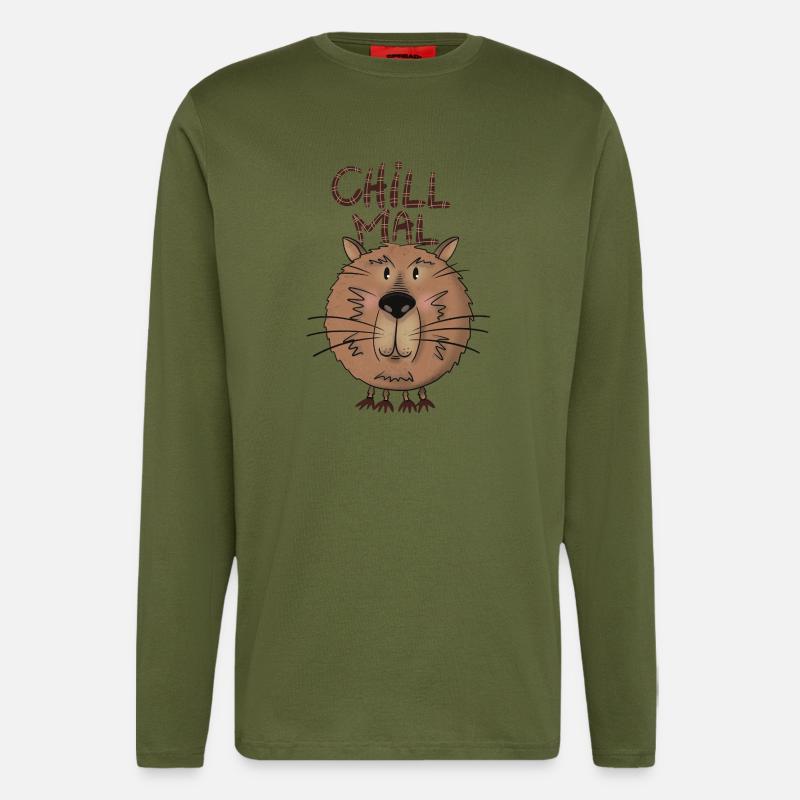 Capybara chill mal - Langarmshirt - made by SPREAD  - MOSS GREEN