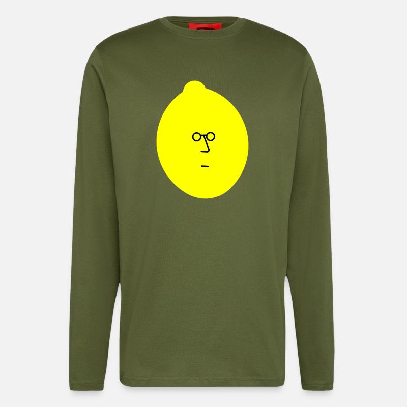 Zitrone mit Gesicht - Langarmshirt - made by SPREAD  - MOSS GREEN