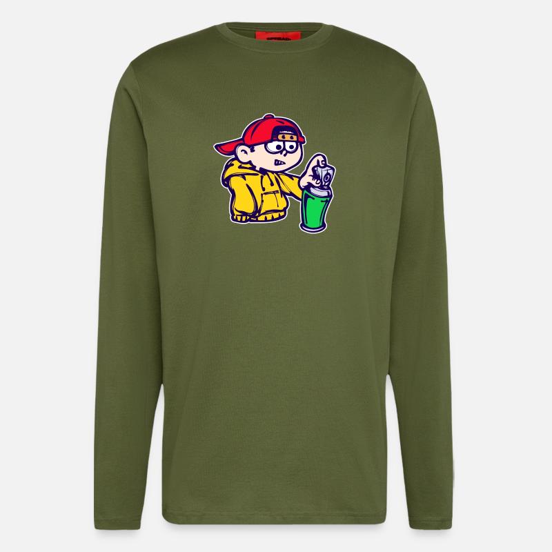Graffiti Spraydose Kunst Strassenkunst Sprayer - Langarmshirt - made by SPREAD  - MOSS GREEN