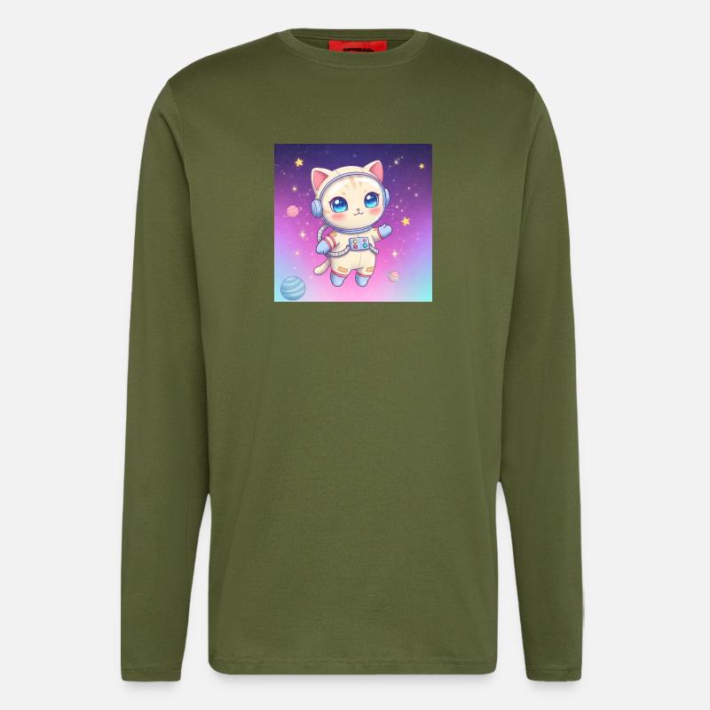 Astronaut Kätzchen - Langarmshirt - made by SPREAD  - MOSS GREEN