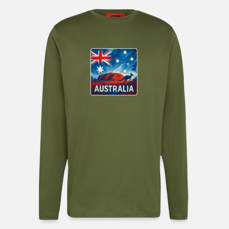 Conception de l’Outback australien - Manches longues bio décontracté fabriqué en UE - MOSS GREEN