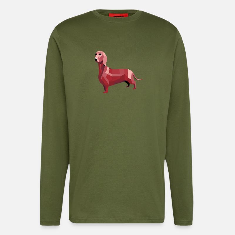 Dackel low poly rot - Langarmshirt - made by SPREAD  - MOSS GREEN