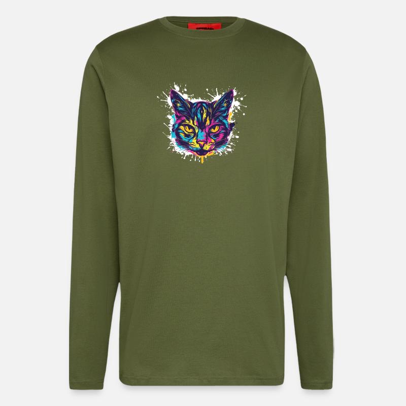 Cat Splatter Paint Blobs - Longsleeve - made by SPREAD  - MOSS GREEN
