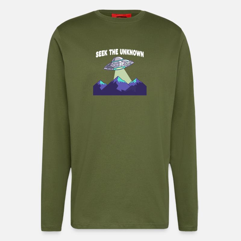 UFO over mountain ranges - Longsleeve - made by SPREAD  - MOSS GREEN