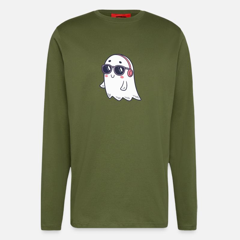 Süße Ghost DJ Brille - Langarmshirt - made by SPREAD  - MOSS GREEN
