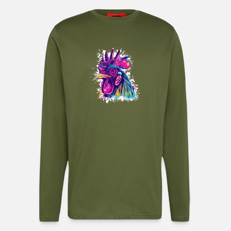 Rooster Art Graffiti - Longsleeve - made by SPREAD  - MOSS GREEN