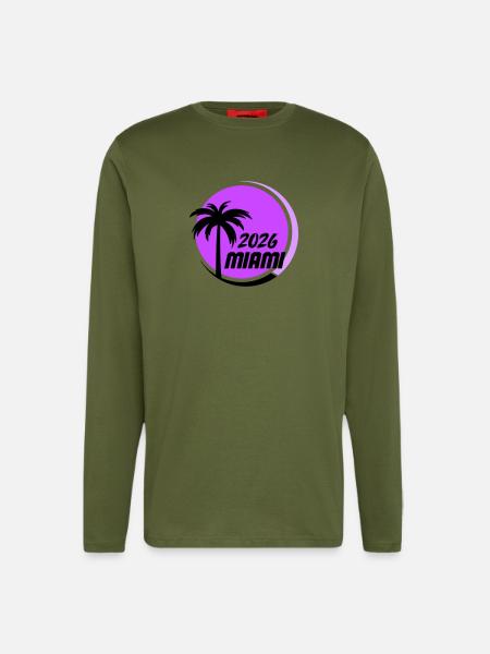 Miami Palm Trees Neon Logo - Longsleeve - made by SPREAD  - MOSS GREEN