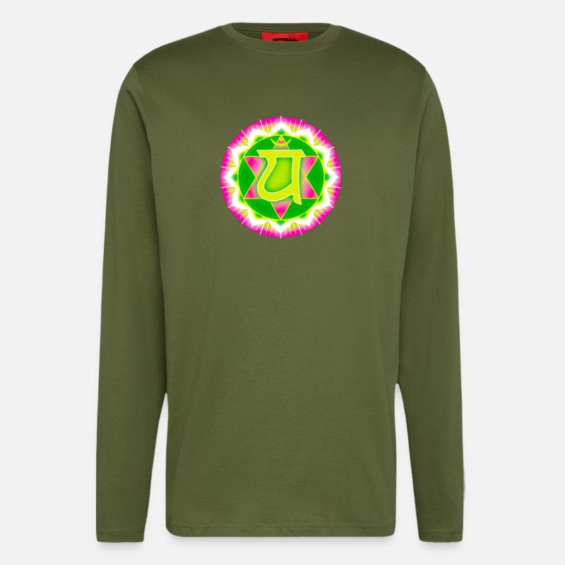 Herzchakra Anahata - Langarmshirt - made by SPREAD - MOSS GREEN