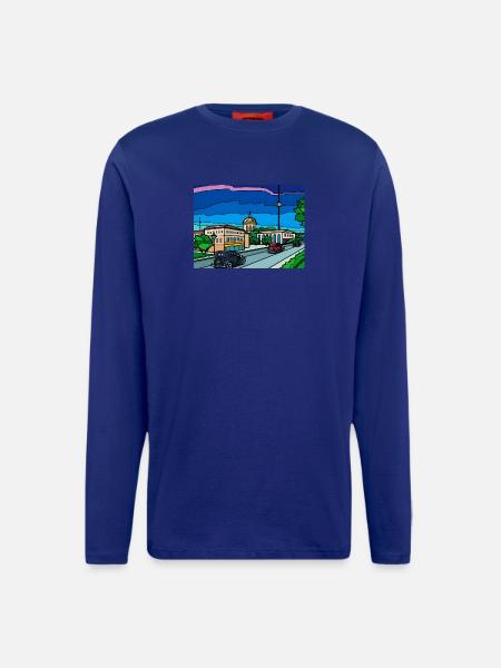 Retro City Straßenszene - Langarmshirt - made by SPREAD - MOSS GREEN