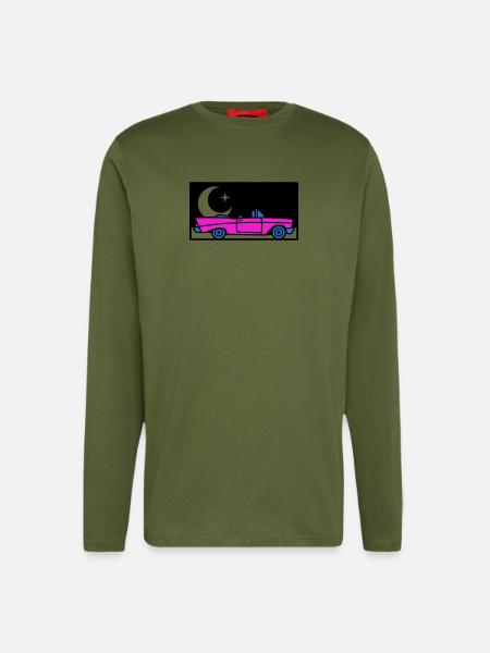 Retro 80s Convertible Graphic - Longsleeve - made by SPREAD  - MOSS GREEN
