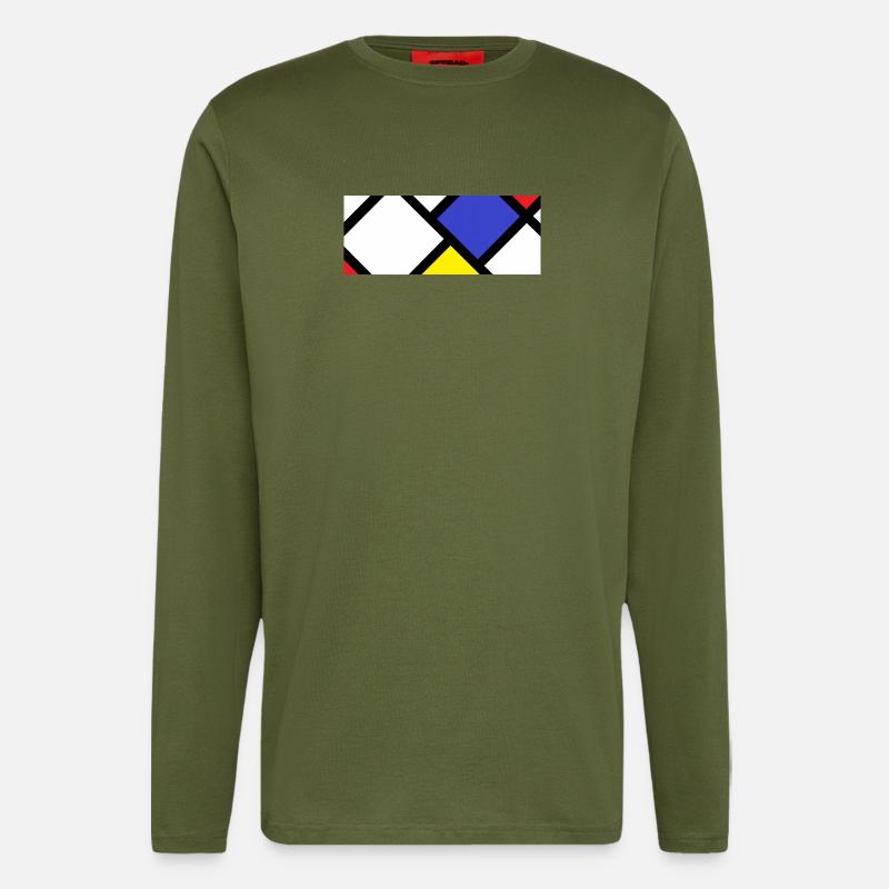 Contre-composition selon « De Stijl » - Manches longues bio décontracté fabriqué en UE - MOSS GREEN