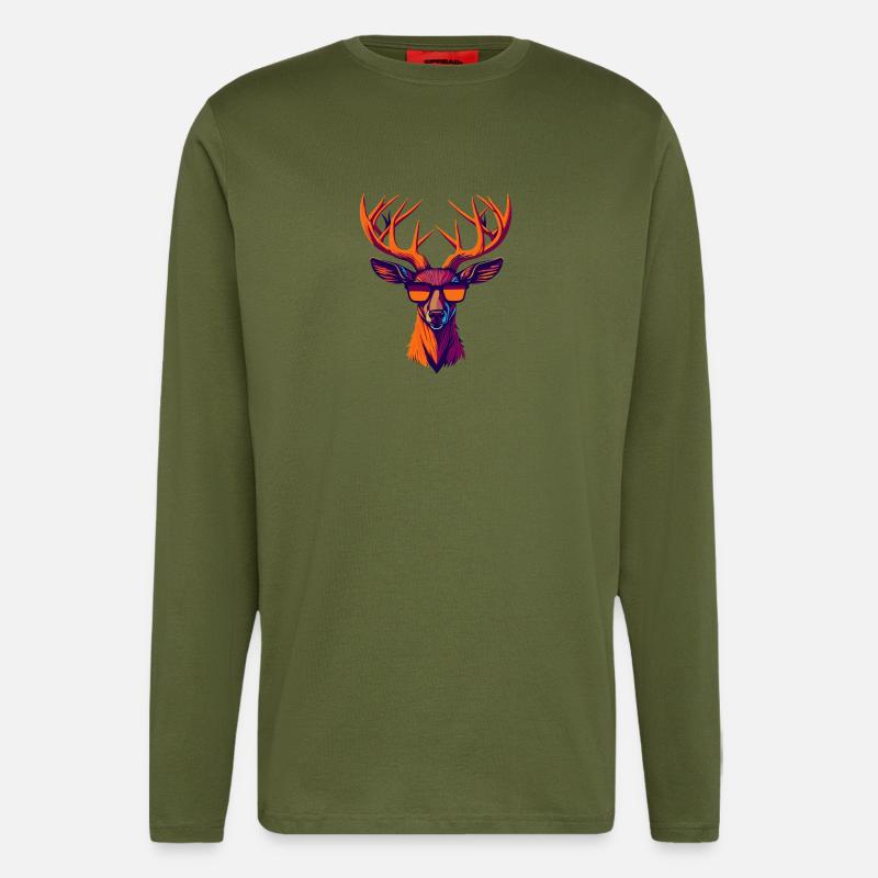 Retro Deer Revolt - Longsleeve - made by SPREAD  - MOSS GREEN