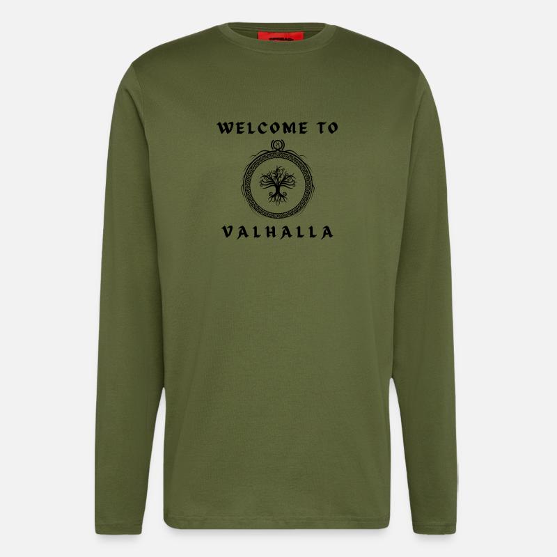 Willkommen in Walhalla - Langarmshirt - made by SPREAD  - MOSS GREEN