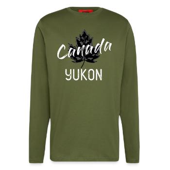 Vintage Yukon Kanada Shirt mit Ahornblatt Look - Langarmshirt - made by SPREAD  - MOSS GREEN - Vorne